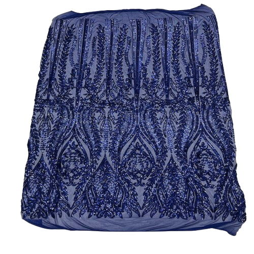 Anault Damask Stretch Sequins Nylon Spandex Mesh Fabric - Damask Sequins, 60" Width, 4-Way Stretch (1 Yard)