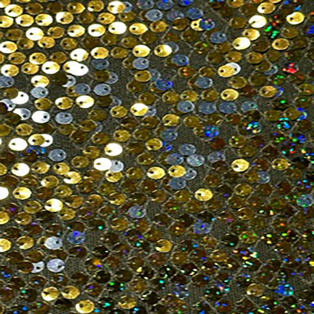 Polyester Flipper Sequin Mesh Fabric Gold Silver 50"