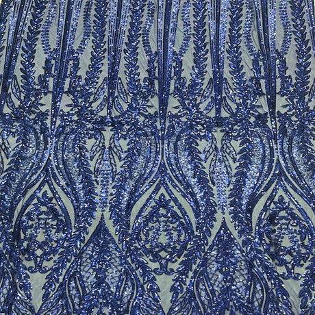 Anault Damask Stretch Sequins Nylon Spandex Mesh Fabric - Damask Sequins, 60" Width, 4-Way Stretch (1 Yard)