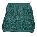 Anault Damask Stretch Sequins Nylon Spandex Mesh Fabric - Damask Sequins, 60" Width, 4-Way Stretch (1 Yard)