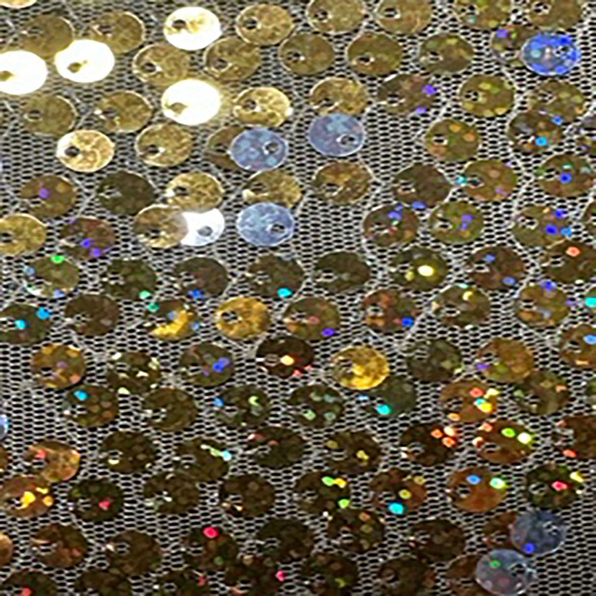Polyester Flipper Sequin Mesh Fabric Gold Silver 50"