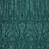 Anault Damask Stretch Sequins Nylon Spandex Mesh Fabric - Damask Sequins, 60" Width, 4-Way Stretch (1 Yard)