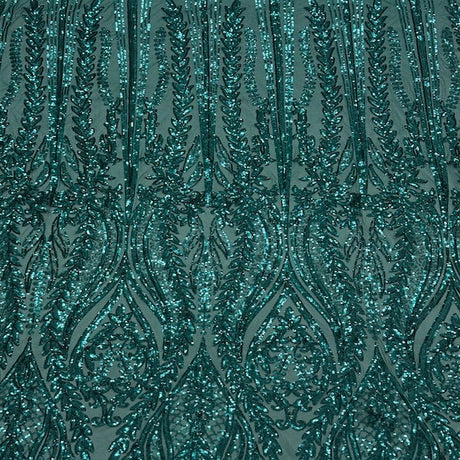 Anault Damask Stretch Sequins Nylon Spandex Mesh Fabric - Damask Sequins, 60" Width, 4-Way Stretch (1 Yard)