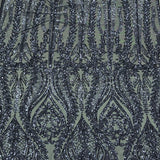 Anault Damask Stretch Sequins Nylon Spandex Mesh Fabric - Damask Sequins, 60" Width, 4-Way Stretch (1 Yard)