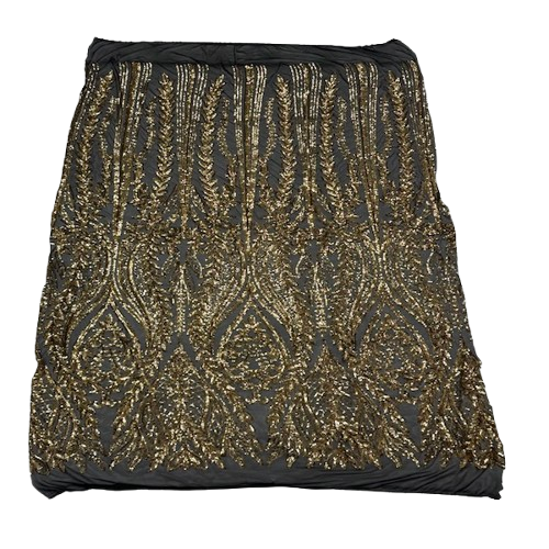 Anault Damask Stretch Sequins Nylon Spandex Mesh Fabric - Damask Sequins, 60" Width, 4-Way Stretch (1 Yard)