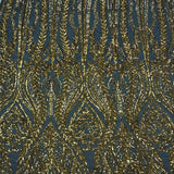 Anault Damask Stretch Sequins Nylon Spandex Mesh Fabric - Damask Sequins, 60" Width, 4-Way Stretch (1 Yard)
