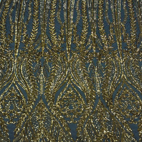 Anault Damask Stretch Sequins Nylon Spandex Mesh Fabric - Damask Sequins, 60" Width, 4-Way Stretch (1 Yard)