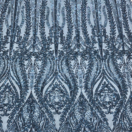 Anault Damask Stretch Sequins Nylon Spandex Mesh Fabric - Damask Sequins, 60" Width, 4-Way Stretch (1 Yard)