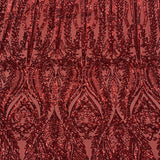 Anault Damask Stretch Sequins Nylon Spandex Mesh Fabric - Damask Sequins, 60" Width, 4-Way Stretch (1 Yard)