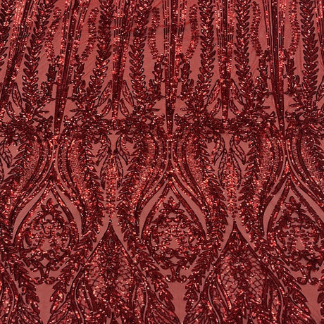 Anault Damask Stretch Sequins Nylon Spandex Mesh Fabric - Damask Sequins, 60" Width, 4-Way Stretch (1 Yard)