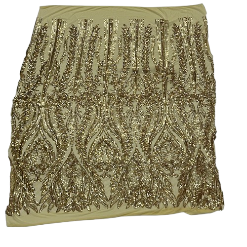 Anault Damask Stretch Sequins Nylon Spandex Mesh Fabric - Damask Sequins, 60" Width, 4-Way Stretch (1 Yard)