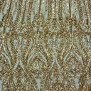 Anault Damask Stretch Sequins Nylon Spandex Mesh Fabric - Damask Sequins, 60" Width, 4-Way Stretch (1 Yard)