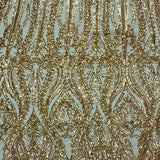 Anault Damask Stretch Sequins Nylon Spandex Mesh Fabric - Damask Sequins, 60" Width, 4-Way Stretch (1 Yard)