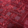 Polyester Sequin Mesh Fabric Square Design Red 50"