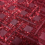 Polyester Sequin Mesh Fabric Square Design Red 50"