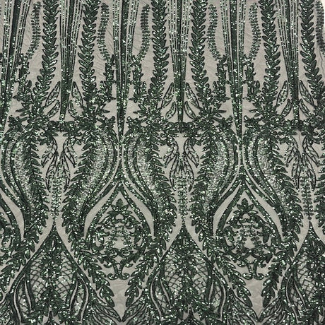 Anault Damask Stretch Sequins Nylon Spandex Mesh Fabric - Damask Sequins, 60" Width, 4-Way Stretch (1 Yard)
