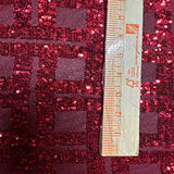 Polyester Sequin Mesh Fabric Square Design Red 50"