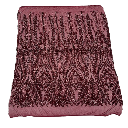 Anault Damask Stretch Sequins Nylon Spandex Mesh Fabric - Damask Sequins, 60" Width, 4-Way Stretch (1 Yard)