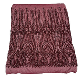 Anault Damask Stretch Sequins Nylon Spandex Mesh Fabric - Damask Sequins, 60" Width, 4-Way Stretch (1 Yard)