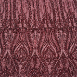 Anault Damask Stretch Sequins Nylon Spandex Mesh Fabric - Damask Sequins, 60" Width, 4-Way Stretch (1 Yard)