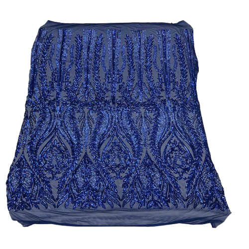 Anault Damask Stretch Sequins Nylon Spandex Mesh Fabric - Damask Sequins, 60" Width, 4-Way Stretch (1 Yard)
