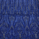 Anault Damask Stretch Sequins Nylon Spandex Mesh Fabric - Damask Sequins, 60" Width, 4-Way Stretch (1 Yard)