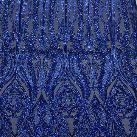 Anault Damask Stretch Sequins Nylon Spandex Mesh Fabric - Damask Sequins, 60" Width, 4-Way Stretch (1 Yard)