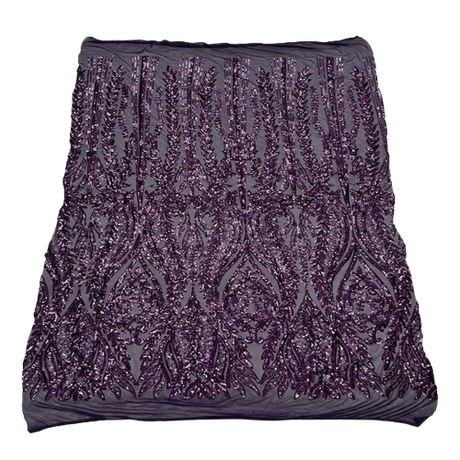 Anault Damask Stretch Sequins Nylon Spandex Mesh Fabric - Damask Sequins, 60" Width, 4-Way Stretch (1 Yard)