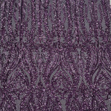 Anault Damask Stretch Sequins Nylon Spandex Mesh Fabric - Damask Sequins, 60" Width, 4-Way Stretch (1 Yard)