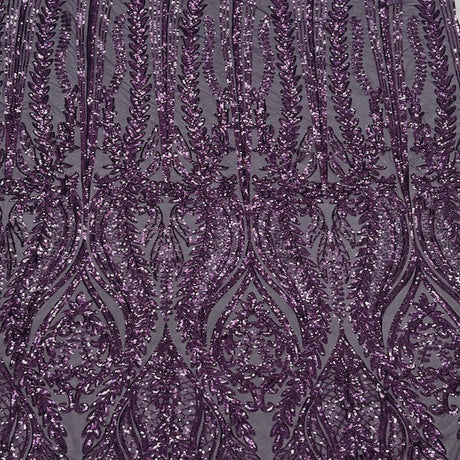 Anault Damask Stretch Sequins Nylon Spandex Mesh Fabric - Damask Sequins, 60" Width, 4-Way Stretch (1 Yard)