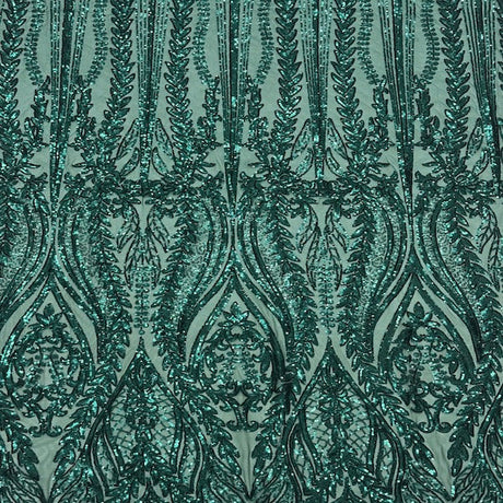 Anault Damask Stretch Sequins Nylon Spandex Mesh Fabric - Damask Sequins, 60" Width, 4-Way Stretch (1 Yard)