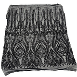 Anault Damask Stretch Sequins Nylon Spandex Mesh Fabric - Damask Sequins, 60" Width, 4-Way Stretch (1 Yard)