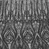 Anault Damask Stretch Sequins Nylon Spandex Mesh Fabric - Damask Sequins, 60" Width, 4-Way Stretch (1 Yard)