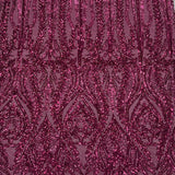 Anault Damask Stretch Sequins Nylon Spandex Mesh Fabric - Damask Sequins, 60" Width, 4-Way Stretch (1 Yard)
