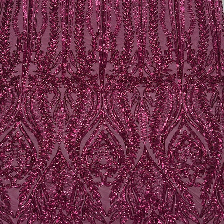 Anault Damask Stretch Sequins Nylon Spandex Mesh Fabric - Damask Sequins, 60" Width, 4-Way Stretch (1 Yard)