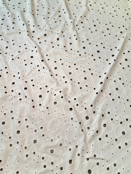 Ivory 4-Way Stretch Eyelet Knit