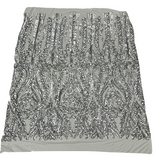 Anault Damask Stretch Sequins Nylon Spandex Mesh Fabric - Damask Sequins, 60" Width, 4-Way Stretch (1 Yard)