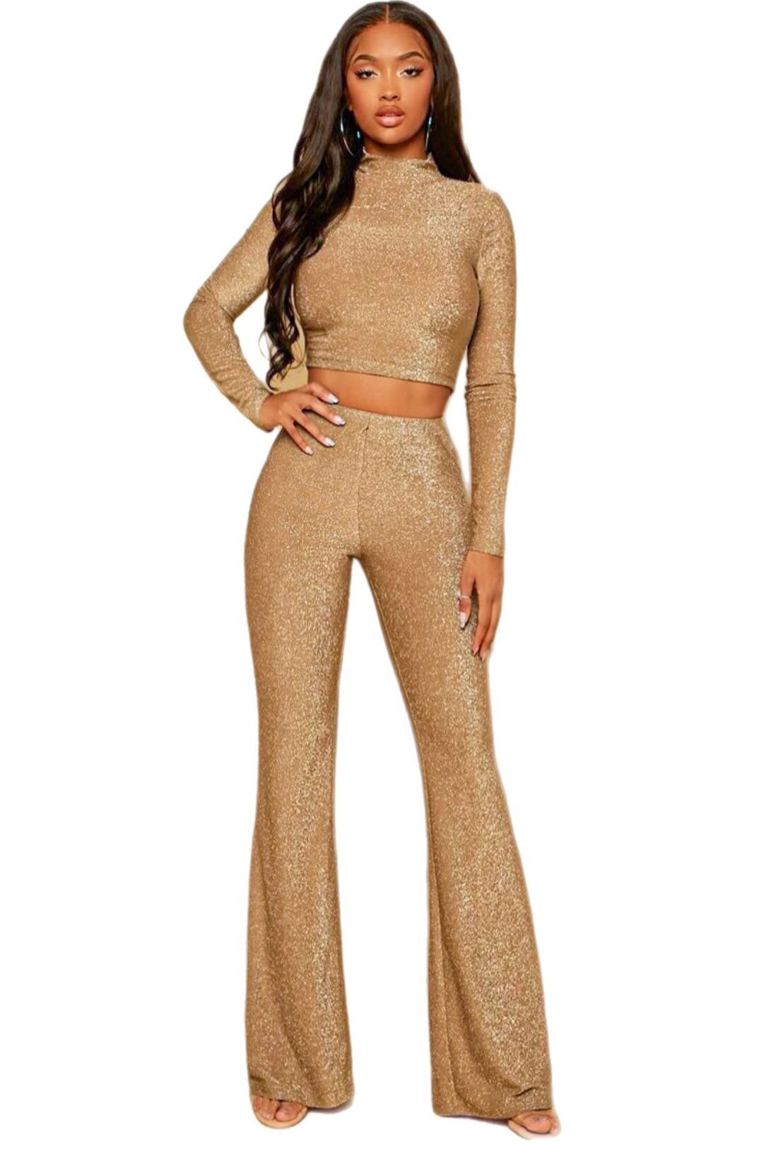 Gold Champagne Stretch Lurex Knit