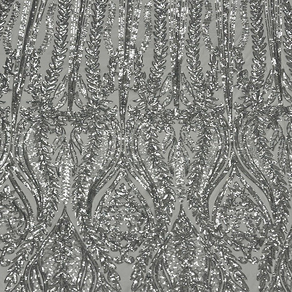 Anault Damask Stretch Sequins Nylon Spandex Mesh Fabric - Damask Sequins, 60" Width, 4-Way Stretch (1 Yard)