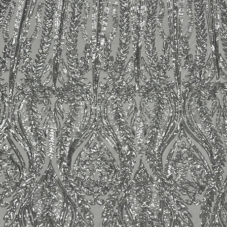 Anault Damask Stretch Sequins Nylon Spandex Mesh Fabric - Damask Sequins, 60" Width, 4-Way Stretch (1 Yard)