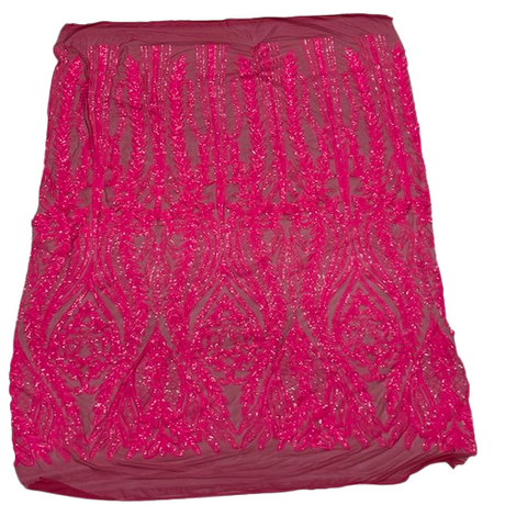 Stretch Sequins Fabric Damask Pattern
