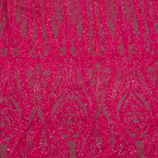 Anault Damask Stretch Sequins Nylon Spandex Mesh Fabric - Damask Sequins, 60" Width, 4-Way Stretch (1 Yard)