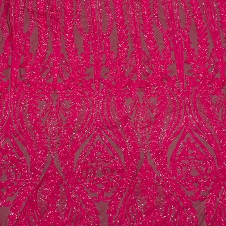 Anault Damask Stretch Sequins Nylon Spandex Mesh Fabric - Damask Sequins, 60" Width, 4-Way Stretch (1 Yard)
