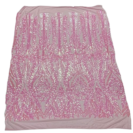 Stretch Sequins Fabric Damask Pattern