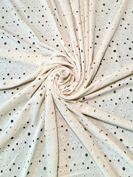 Ivory 4-Way Stretch Eyelet Knit