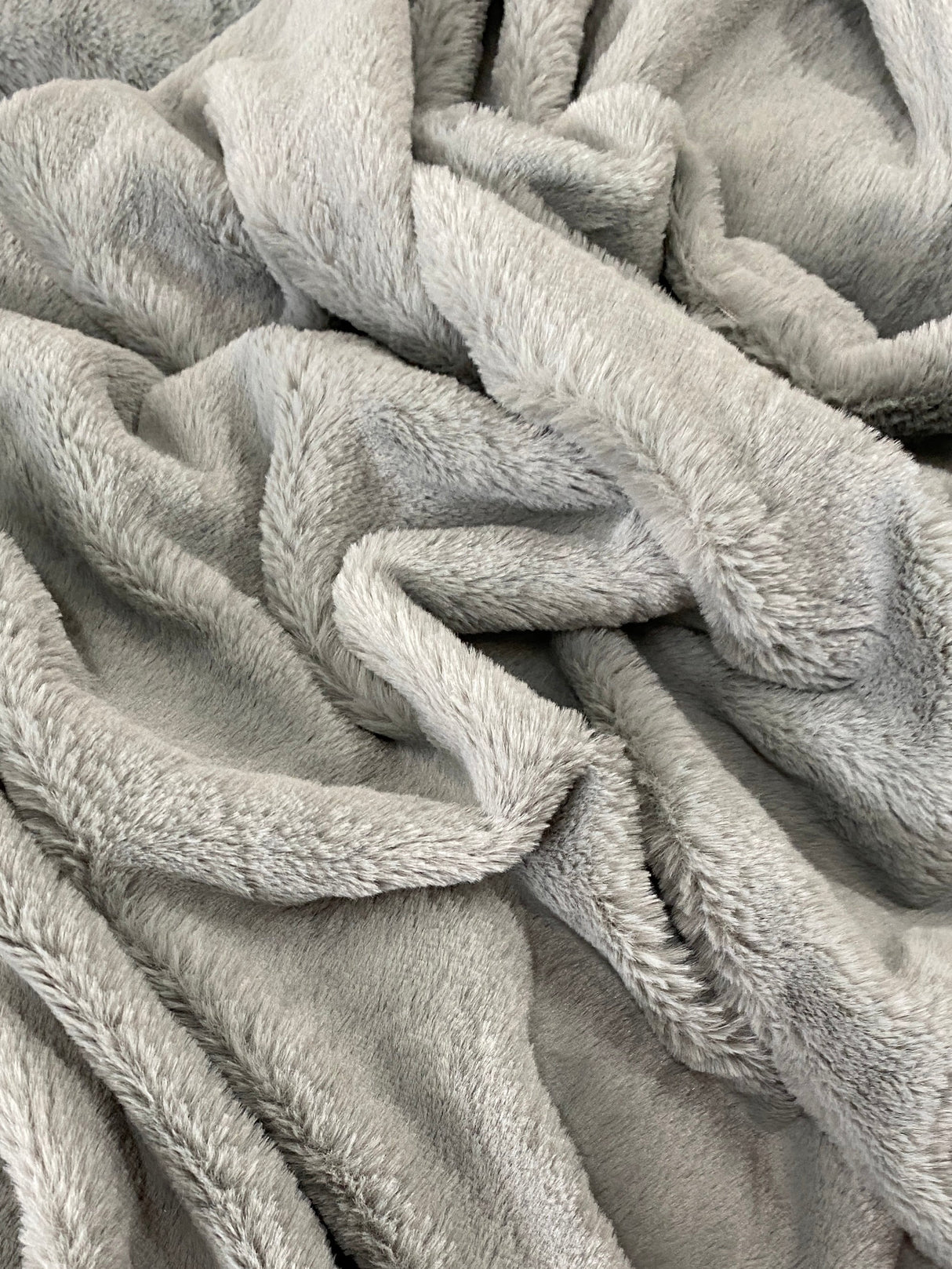 Gray Short Pile Bunny Faux Fur