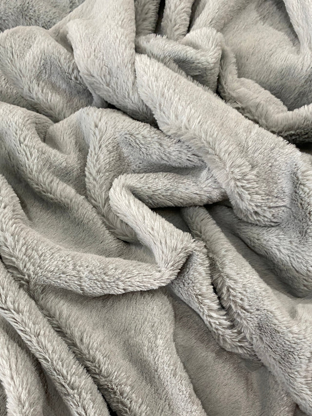 Gray Short Pile Bunny Faux Fur