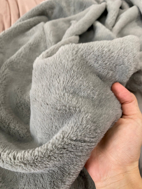 Gray Short Pile Bunny Faux Fur