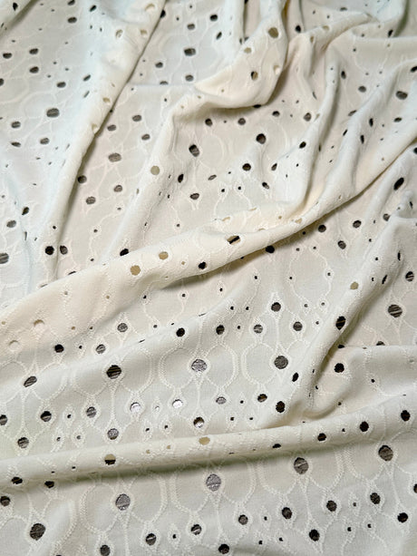 Ivory 4-Way Stretch Eyelet Knit