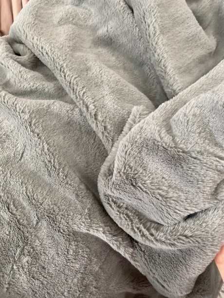 Gray Short Pile Bunny Faux Fur